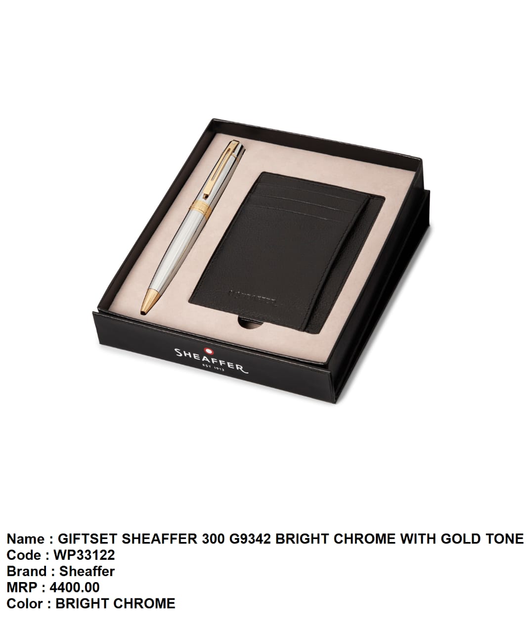 Giftset sheaffer 300 G9325 bright chrome with gold tone